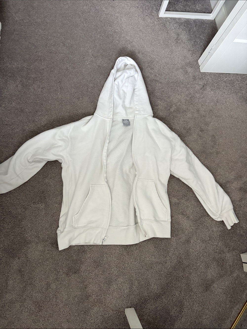 TNA White Women's Hooded Zip Sweater